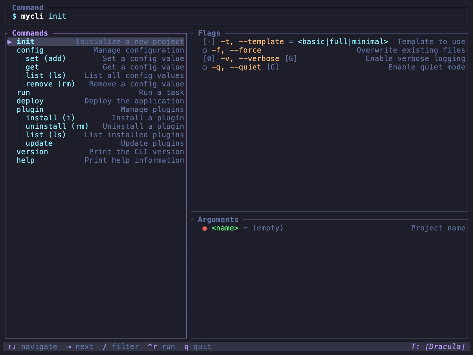 Animation showing the interface